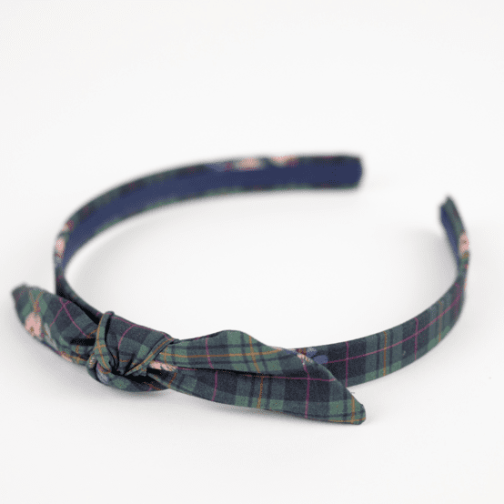 bow headband tartan fleuri