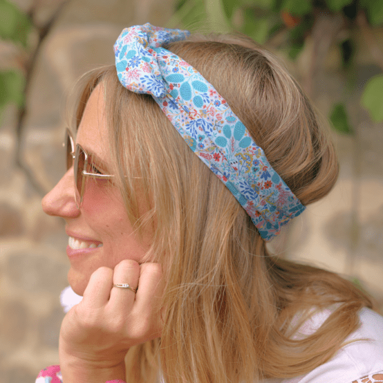 Wire headband retro champêtre bleuté