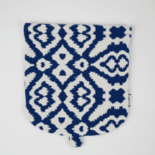 Flap of small shoulder bag jacquard bleu