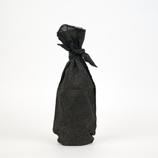 Fuboshiki - Fabric gift pouch for bottles glitter black