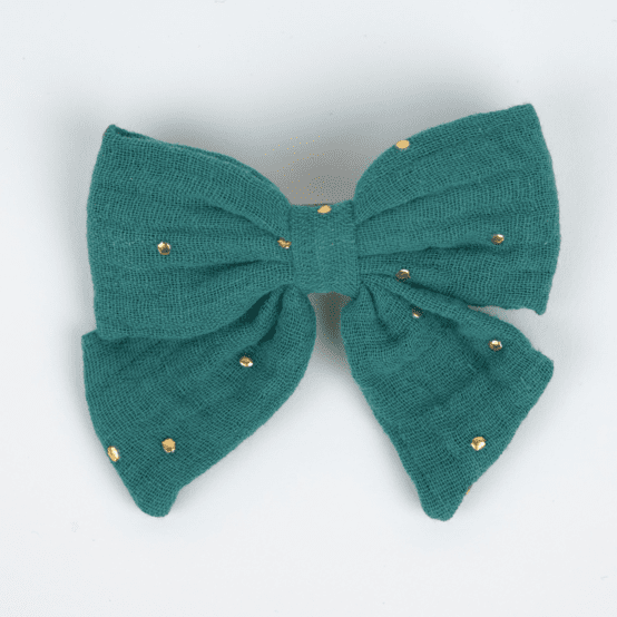 Bow tie hair slide gaze pois or eucalyptus