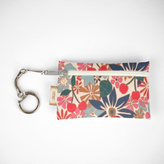 Keyring  wallet cerise en fleur