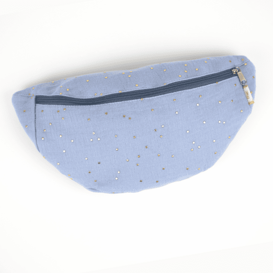 Small banana bag gaze pois or bleu baltique