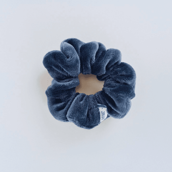 Small scrunchie blue denim velvet
