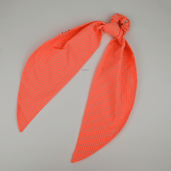 Long tail scrunchie neon orange gingham