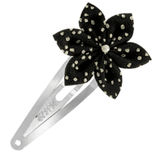 Star flower hairclip glitter black