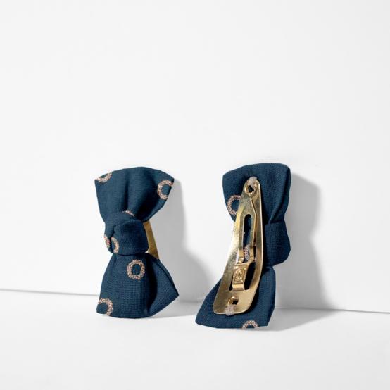 Small bows hair clips bulle bronze marine