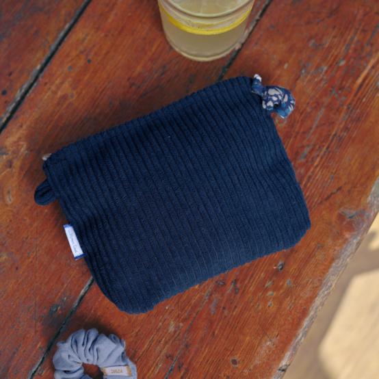 Tiny coton clutch bag large navy orduroy 
