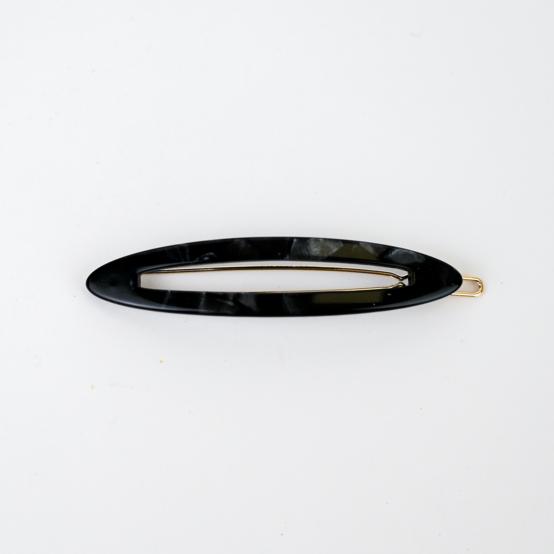 Side Oval Hair Clip pearl black