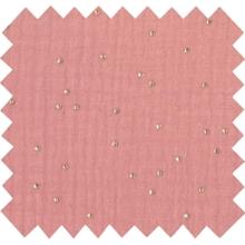 Cotton Fabric ex2268 gaze pois or rose foncé