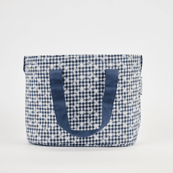 Cooler bag navy embroidered gingham
