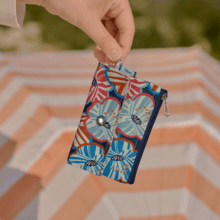 zipper pouch card purse anémones rayées