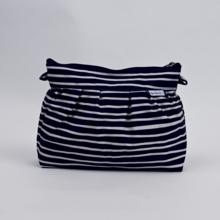 Pleated clutch bag striped  ivory navy