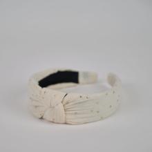 Large Crossed Headband gaze pois or écru