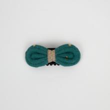 Noeud Anti-Glisse hair slide gaze pois or eucalyptus