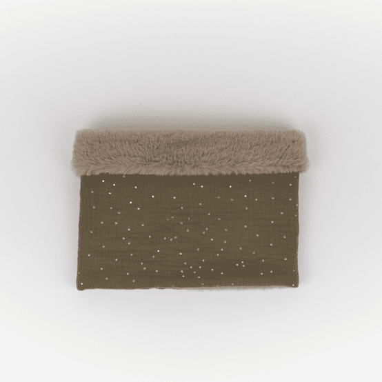Children fur scarf snood gaze pois or kaki