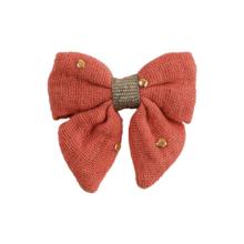 Mini bow tie clip gaze pois or rose blush