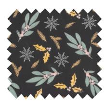 Cotton fabric ex2315 holly foliage black gold