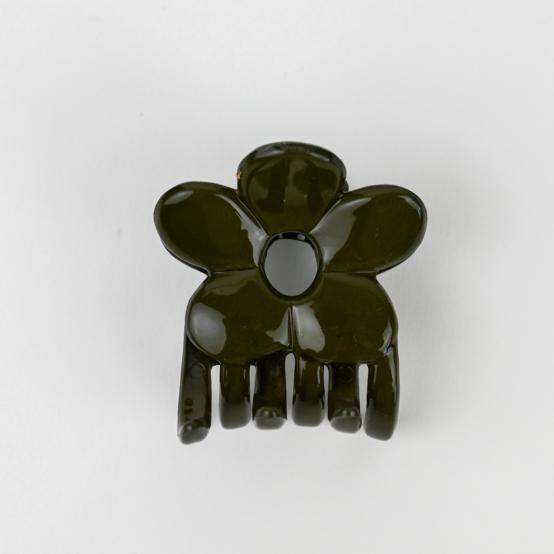 Small Flower Hair Clip lacquered khaki