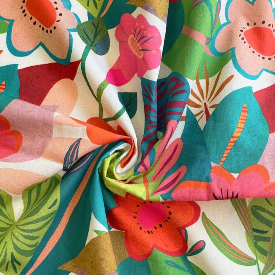 Cotton fabric fleurs des iles