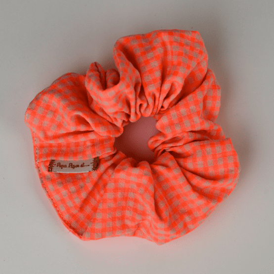 Scrunchie neon orange gingham