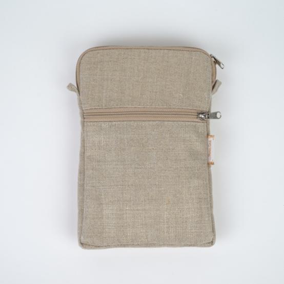 Quilted phone pocket golden linen