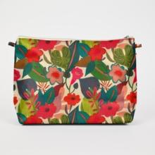 Cosmetic bag with flap fleurs des iles