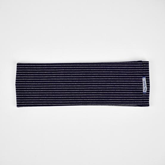 Stretch jersey headband  striped silver dark blue