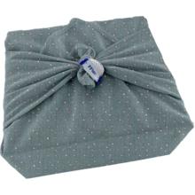 Furoshiki small 35 x 35 gaze pois or bleu gris