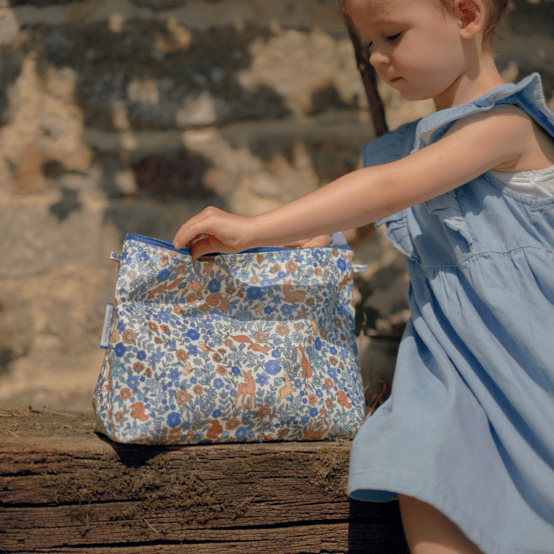 Cosmetic bag with flap comptine enchantée