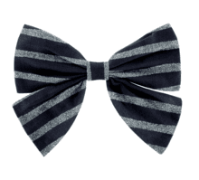 Bow tie hair slide striped silver dark blue