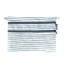 Aloïs flat pouch striped blue gray glitter