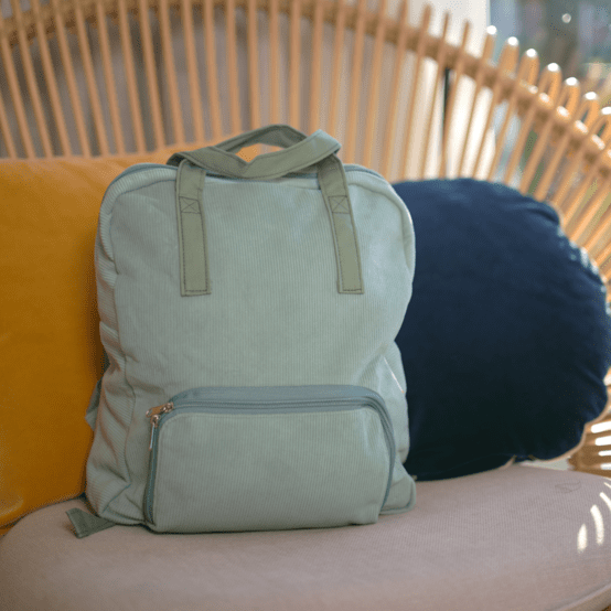 Foldable rucksack Gaby velours côtelé vert lagon