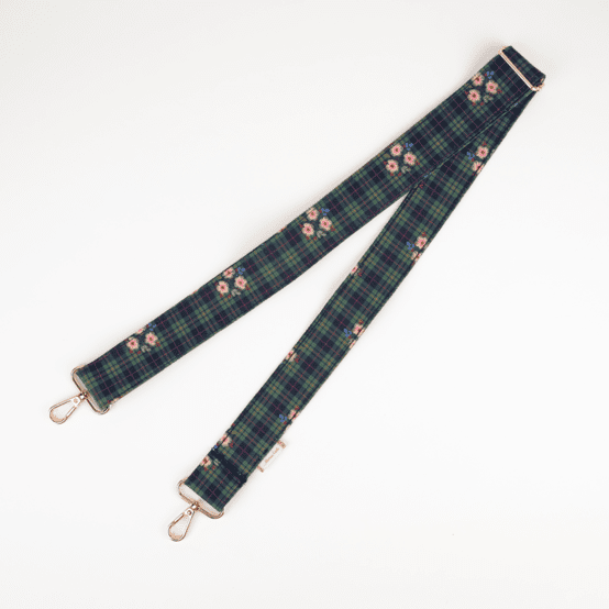 Narrow shoulder strap tartan fleuri