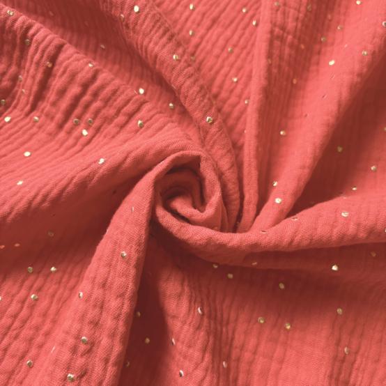 Gauze fabric marsala gold double gauze
