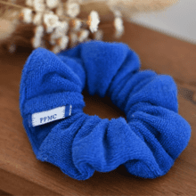 Small scrunchie navy blue terry towelling