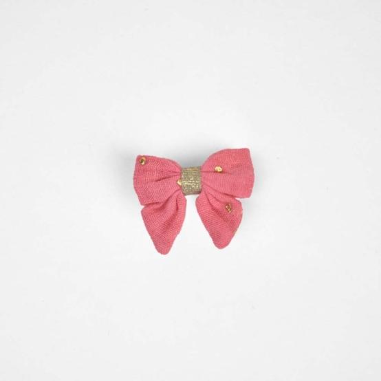 Mini bow tie clip gaze pois or rose sorbet