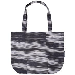 Foldable tote bag striped  ivory navy