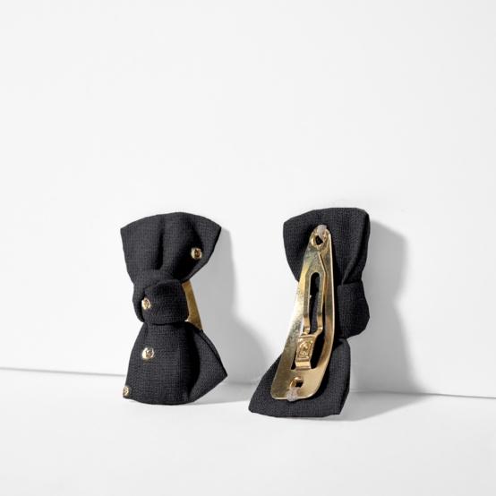 Small bows hair clips gaze pois or noir