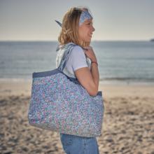 Pleated tote bag - Medium size pastel fleuri