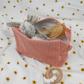 Rectangular toiletry bag blush pink corduroy