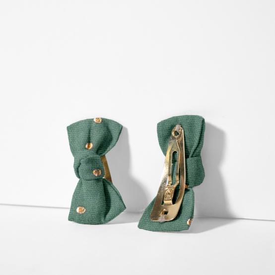 Small bows hair clips gaze pois or eucalyptus