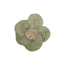 Mini Flower petal hair slide almond green with golden dots gauze