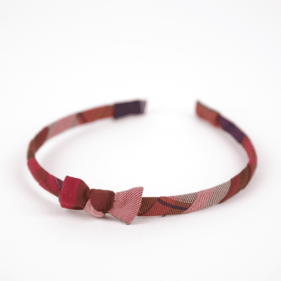 Thin headband ruby lurex tartan