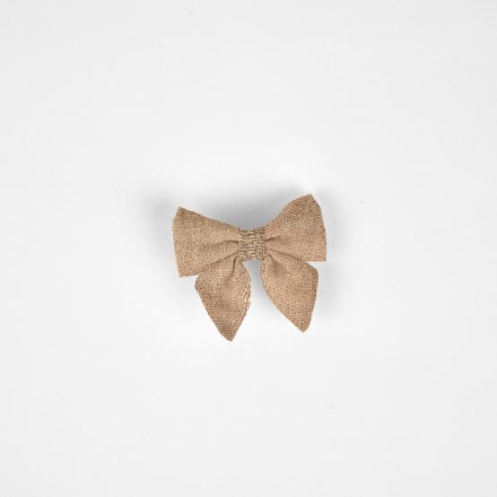 Mini bow tie clip gaze pailletée camel