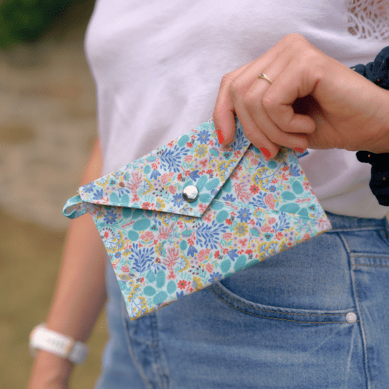 Little envelope clutch champêtre bleuté