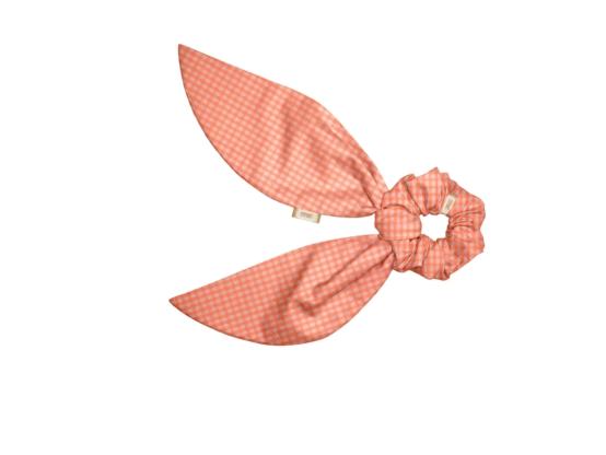 Short tail scrunchie neon orange gingham