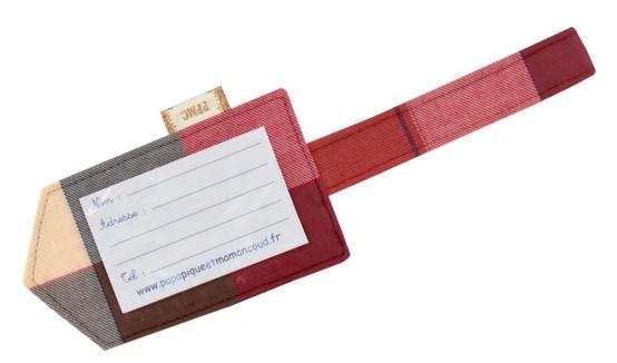 Luggage Tag ruby lurex tartan