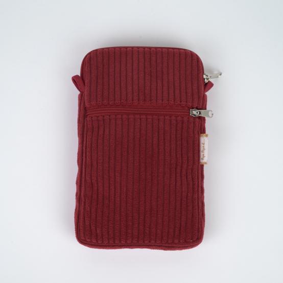 Quilted phone pocket burgundy large corduroy