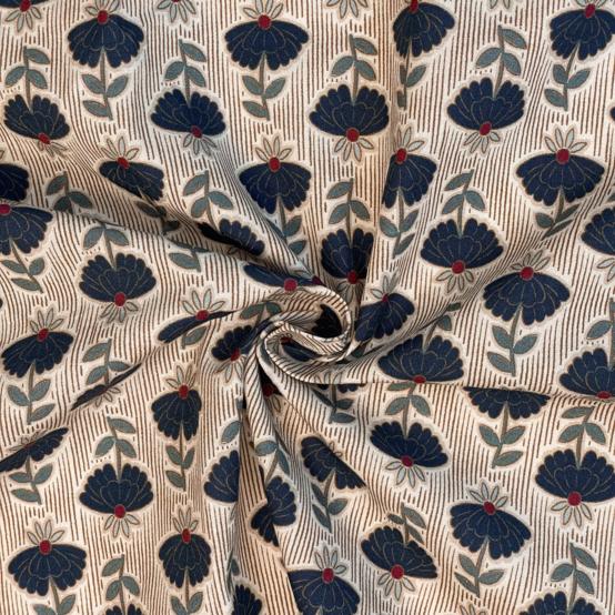 Cotton fabric ex2579 navy ochre shanti